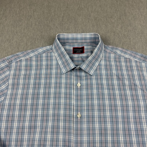Untuckit Shirt Men 2XL XXL Blue Plaid Wrinkle Free Button Up Relaxed‎ Work - Picture 2 of 9